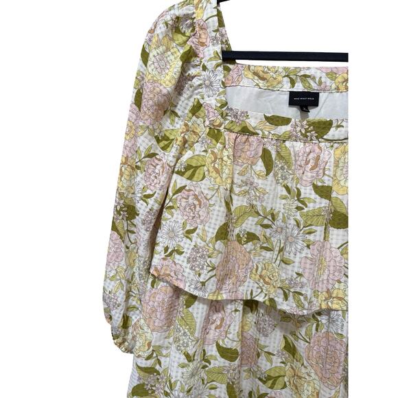 WHOWHATWEAR Pink Floral Ruffle Tiered Babydoll Mini Dress Size Small - Picture 5 of 7